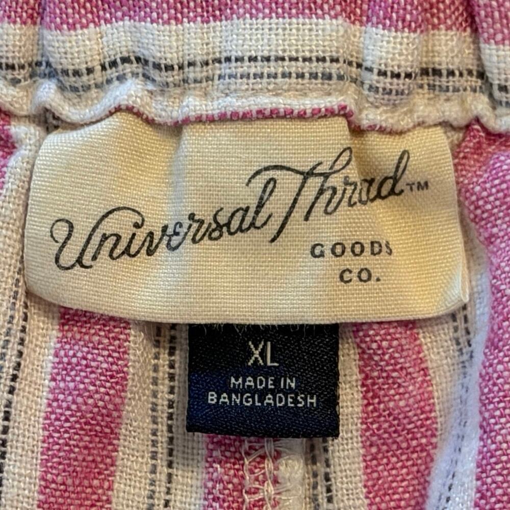 Universal Thread Linen Blend Pajama Set Womens Size XL Striped Shorts Lounge - Picture 12 of 14